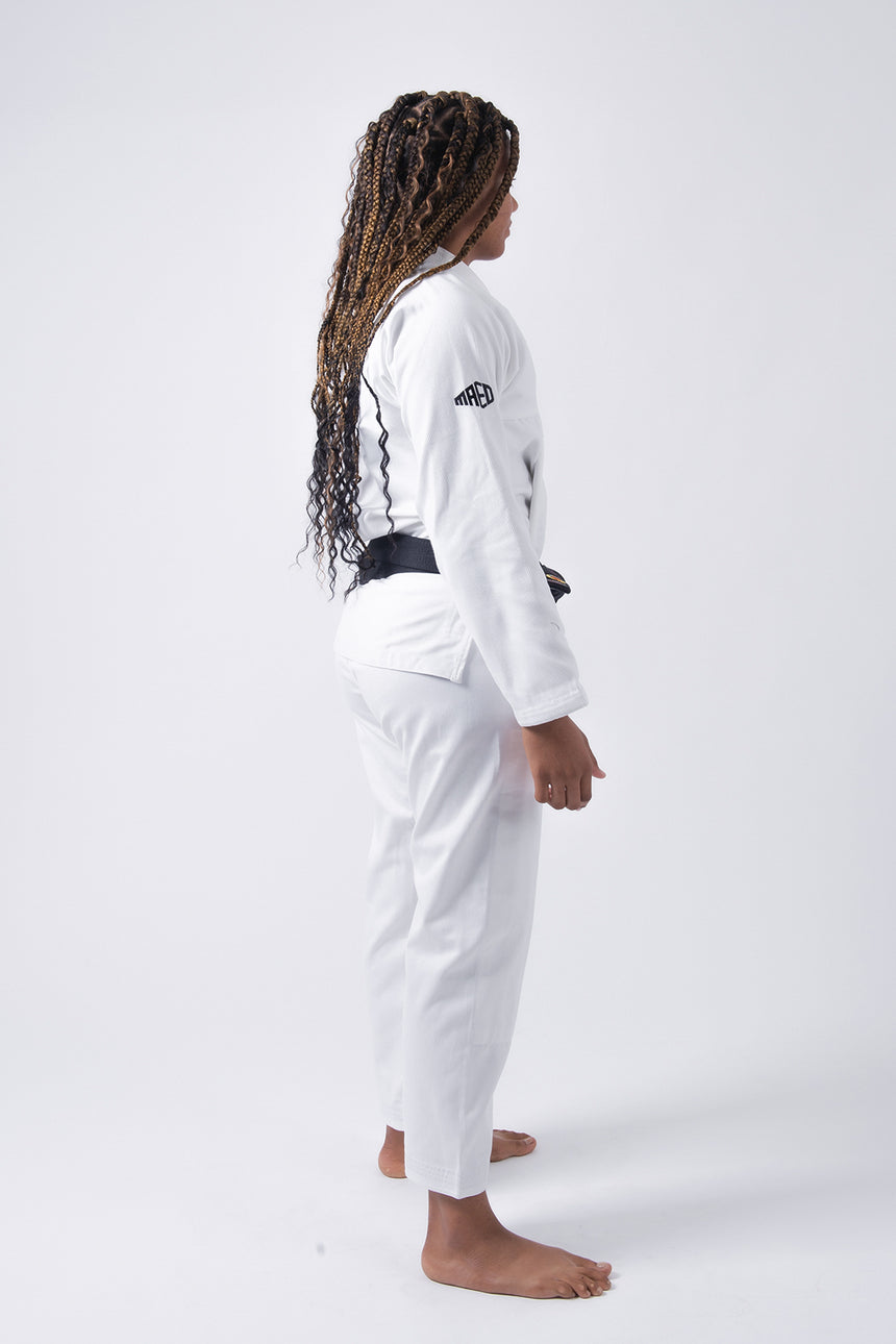 Black Label Women's Jiu Jitsu Gi (Free White Belt) - White